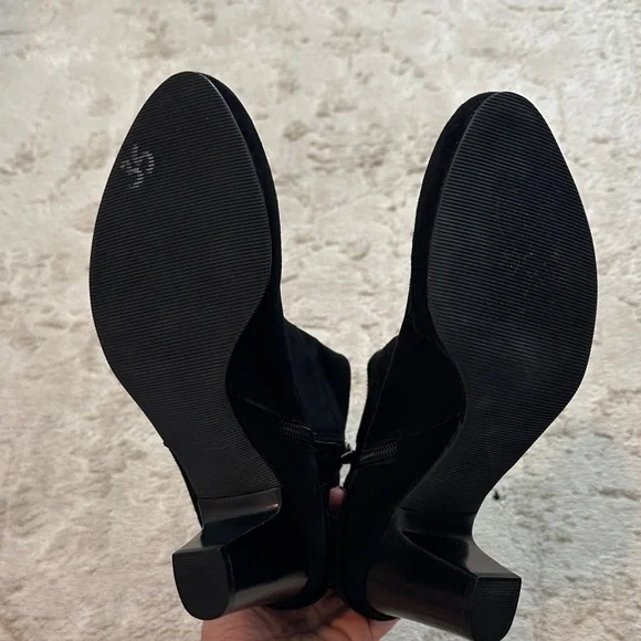 Vaneli Suede Black Ankle Boots with Tassel - Picture 4 of 5